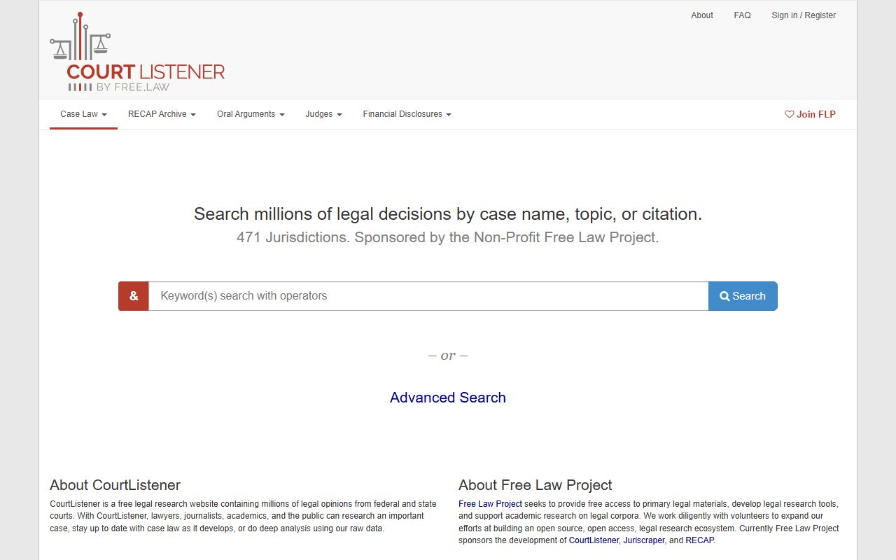 CourtListener legal docket and opinion resource